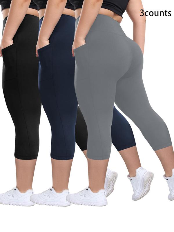 Breathable Capris – 3 Pack High Waisted Activewear Leggings with Moisture Wicking Fabric