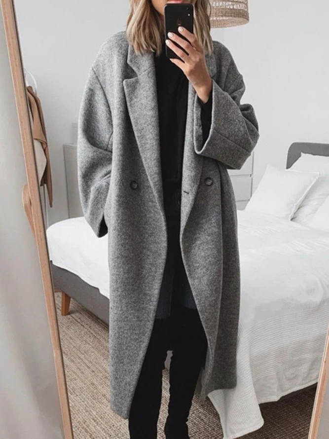 Classic Tailored Overcoat – Elegant Ladies Long Coat | Cotton Blend Warm Winter Outerwear