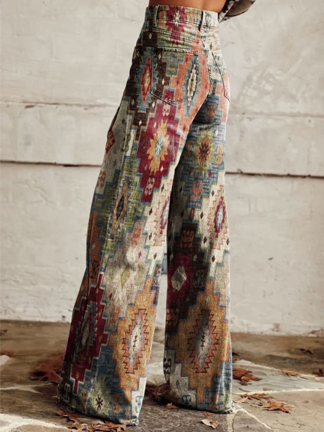 Vintage Boho Pants – Wide Leg Trousers With Retro Printed Bohemian Style