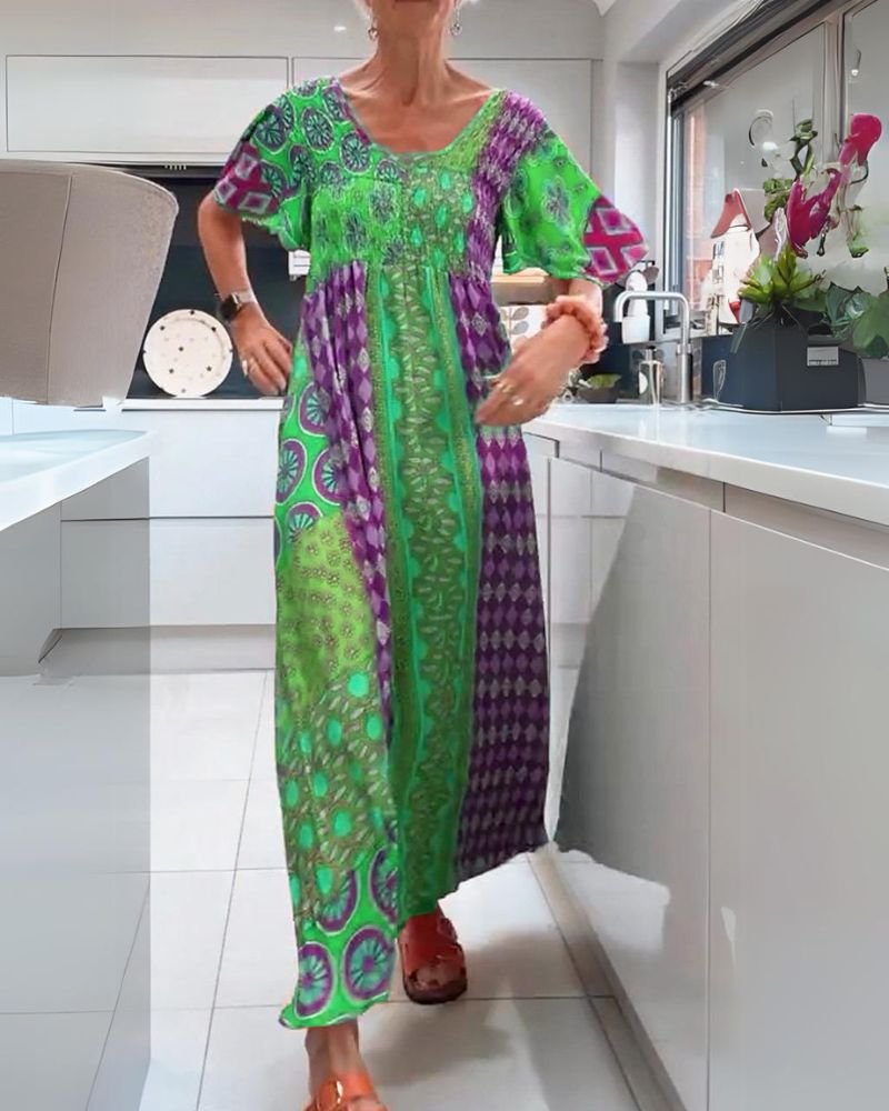 Bohemian Dress – Flowing Silhouette, Lightweight Breathable Fabric, Boho Chic Style