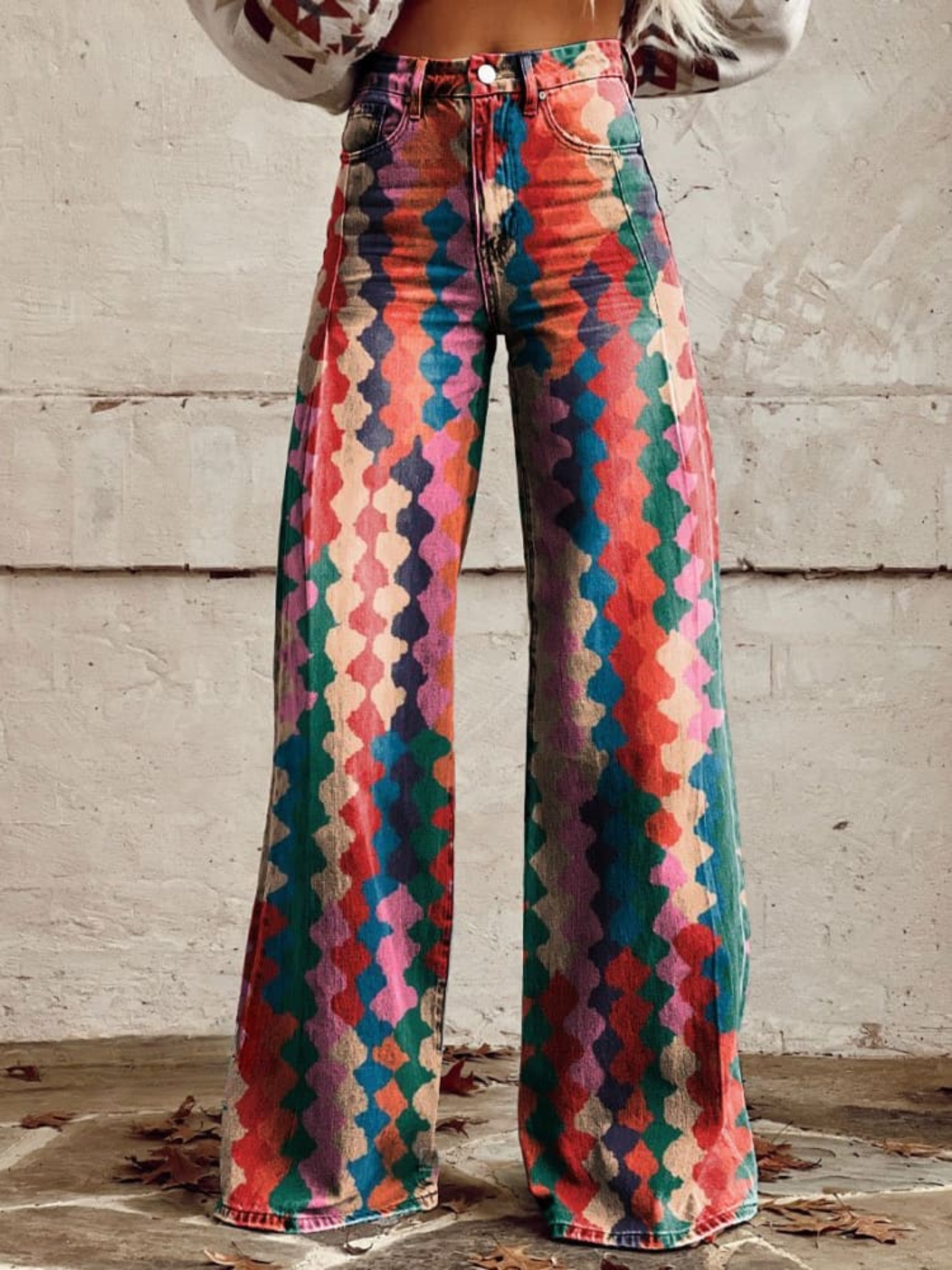 Boho Wide-Leg Pants – Vibrant Colorful Summer Festival Trousers