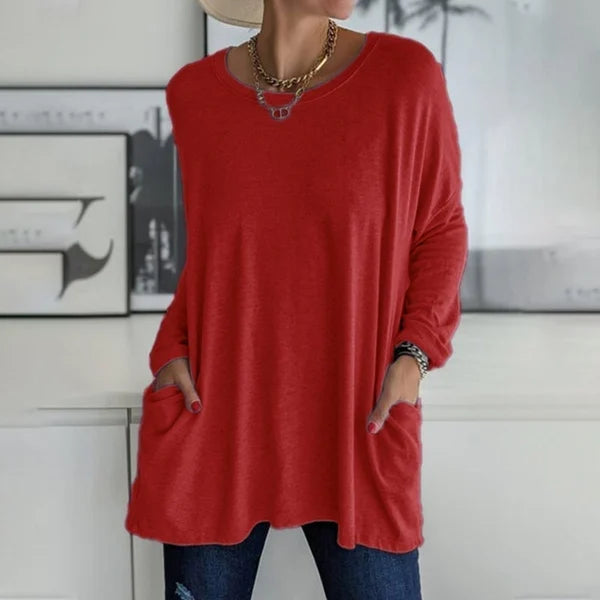 Relaxed Long Sleeve Top – Flattering Drape Fit, Lightweight Breathable Fabric