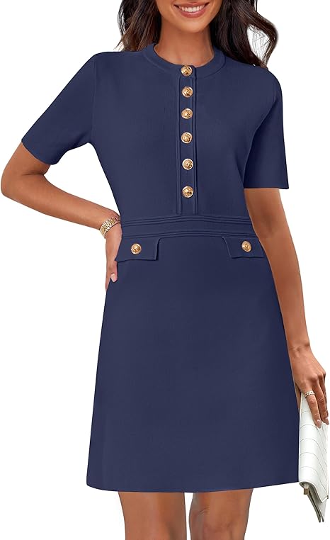 Elegant Knit Dress – Bodycon Figure Hugging Dress With Soft Stretchy Fabric