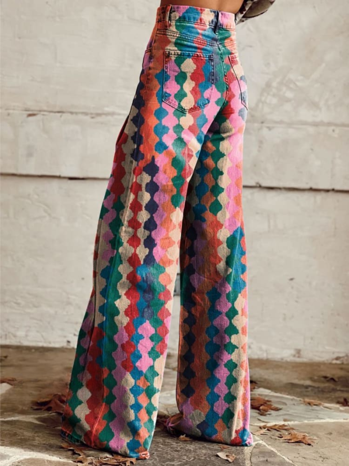 Boho Wide-Leg Pants – Vibrant Colorful Summer Festival Trousers