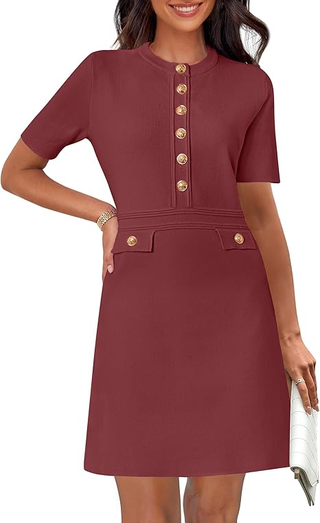 Elegant Knit Dress – Bodycon Figure Hugging Dress With Soft Stretchy Fabric