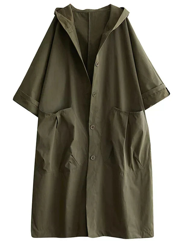 Women's Hooded Trench Coat – Breathable, Relaxed Fit, Stylish Outerwear