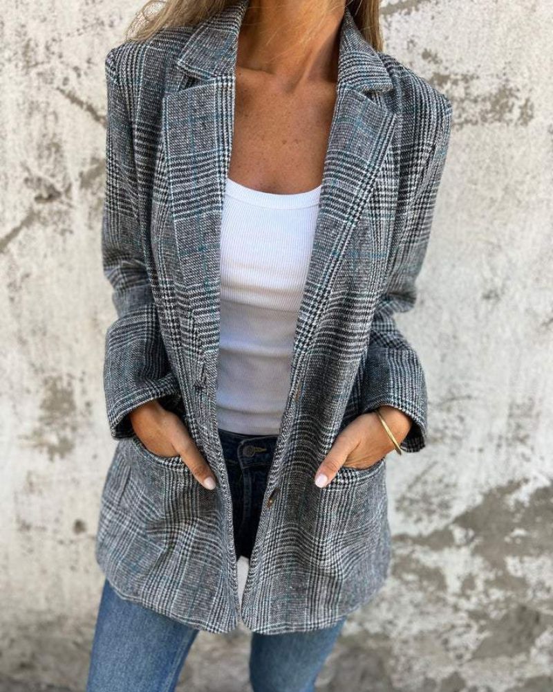 Timeless Checked Blazer – Women's Tailored Fit Winter Blazer Coat | Premium Comfort