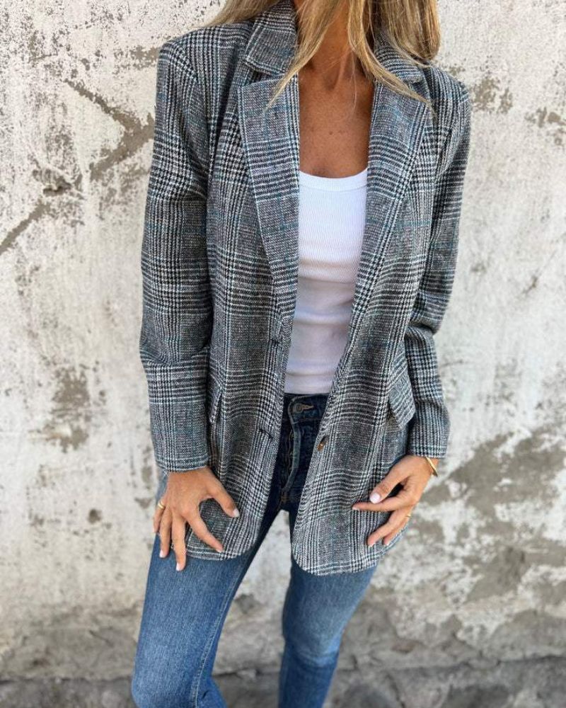 Timeless Checked Blazer – Women's Tailored Fit Winter Blazer Coat | Premium Comfort
