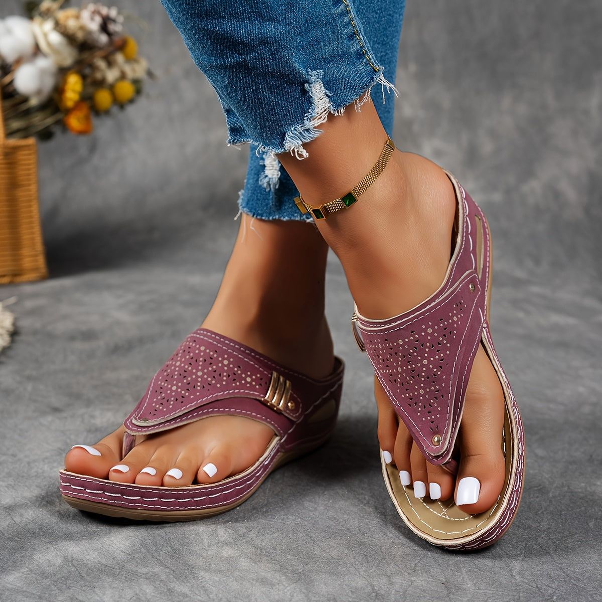 Women's Wedge Sandals - Comfortable Summer Wedge Shoes | Cushioned Insole & Adjustable Strap