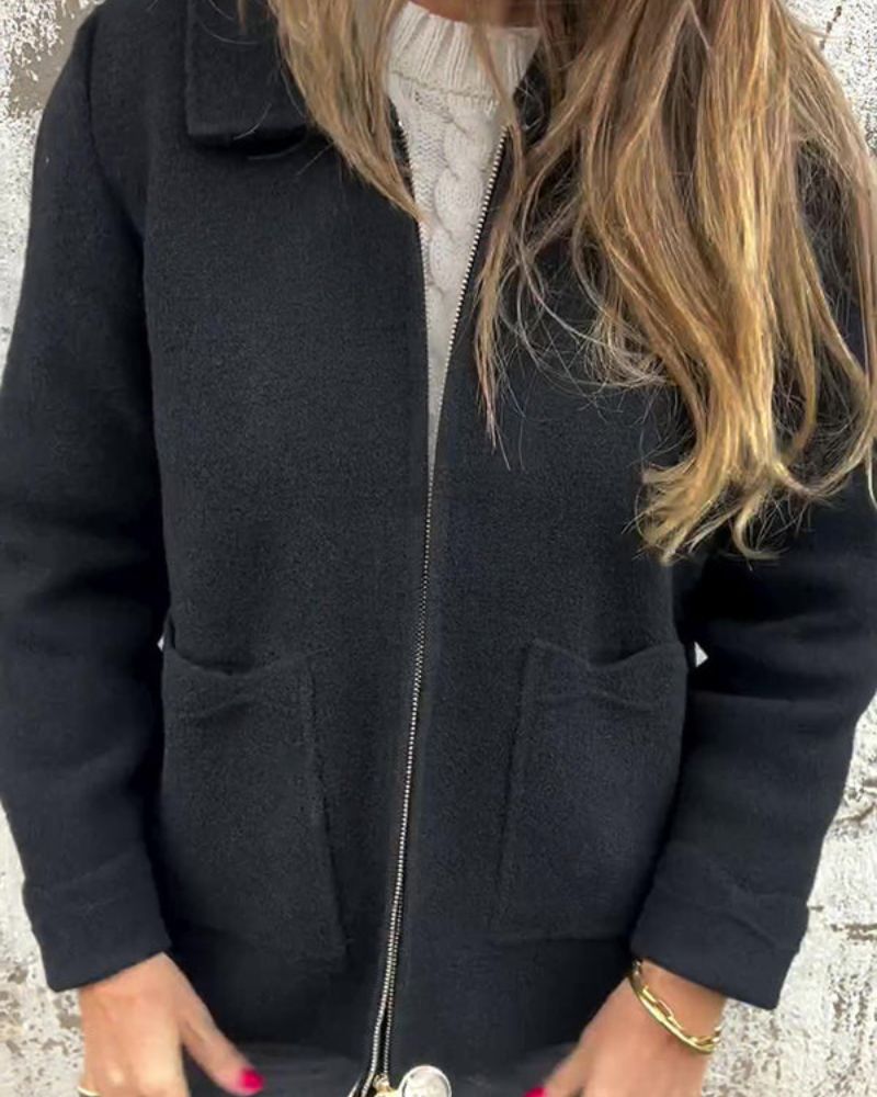 Women's Leisure Jacket - Lightweight Zip-Up Coat With Adjustable Hood & Side Pockets