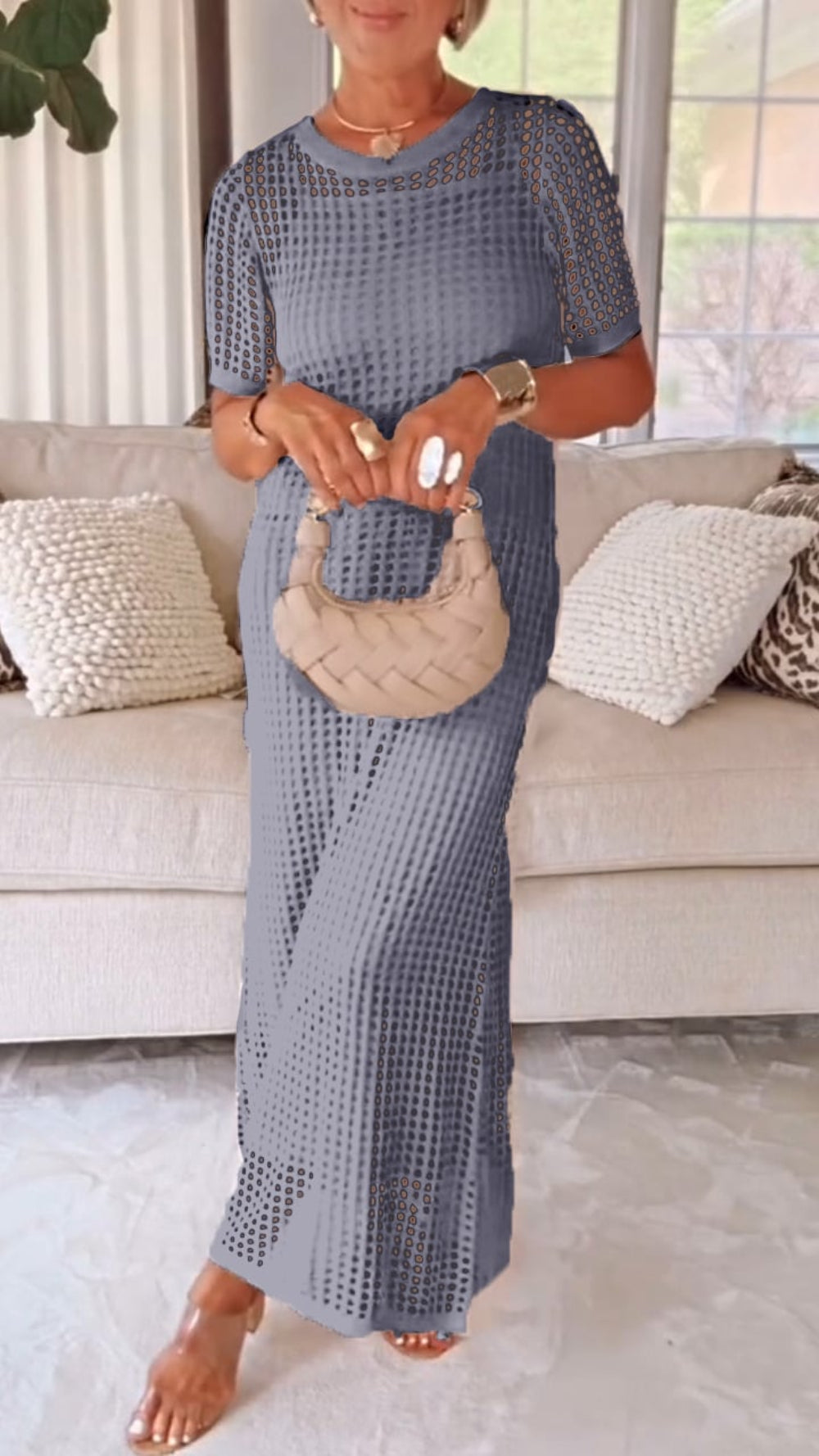 Boat Neck Dress – Elegant Two-Piece Women's Dress Set with Matching Skirt