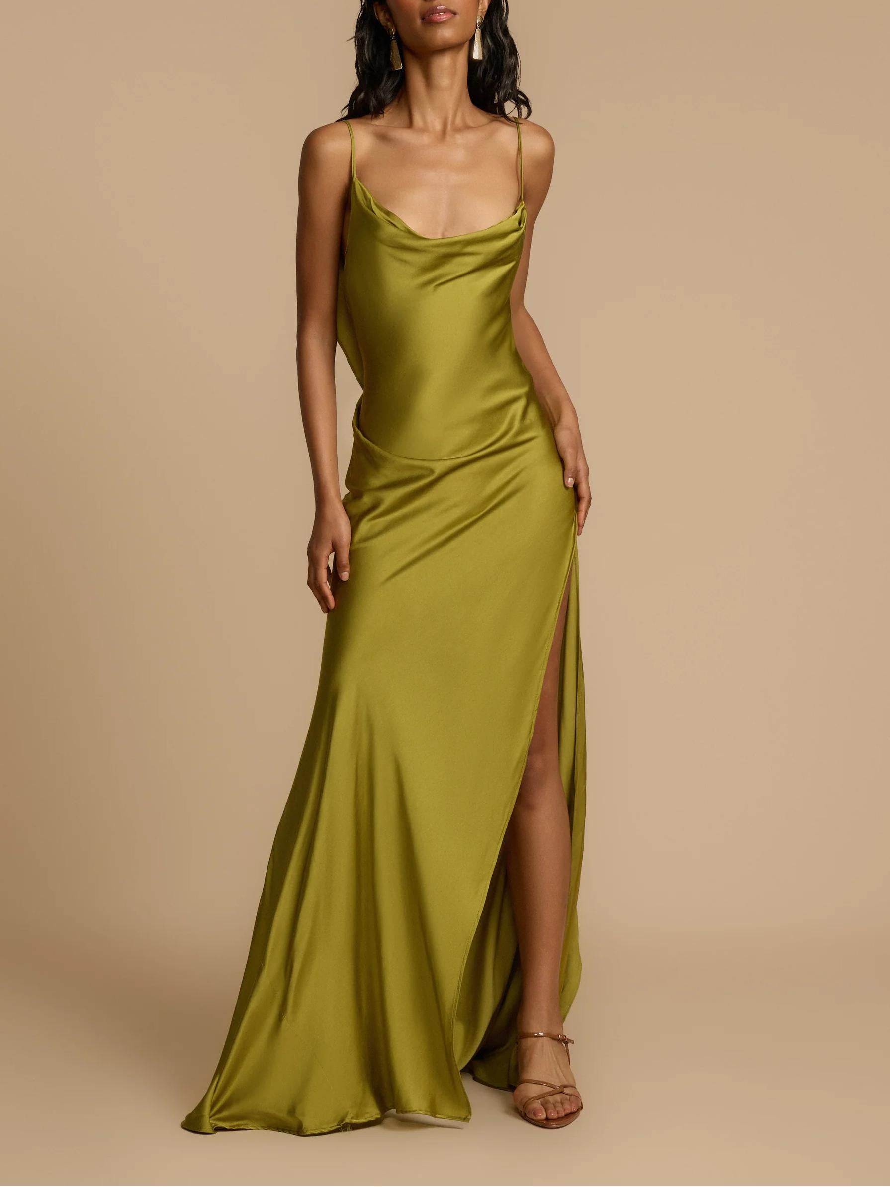 Satin Luxe Maxi Dress – Elegant Flowing Satin Dress for Formal Events