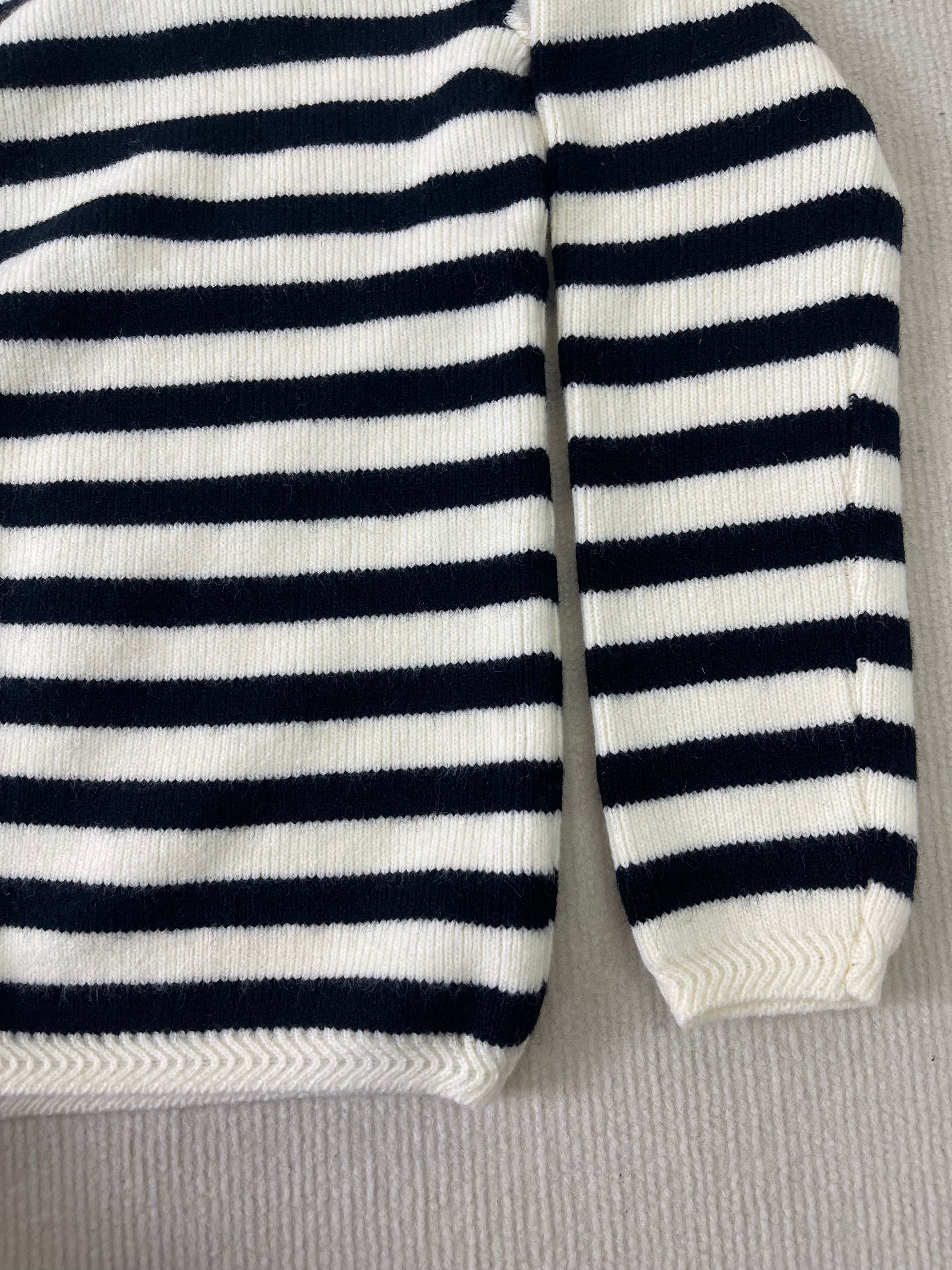 Elegant Striped Cardigan – Women's Cozy Button Closure Knitwear Sweater