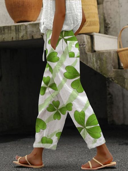 Floral Print Pants - Loose Fit Trousers With Side Pockets | Summer Casual Wear