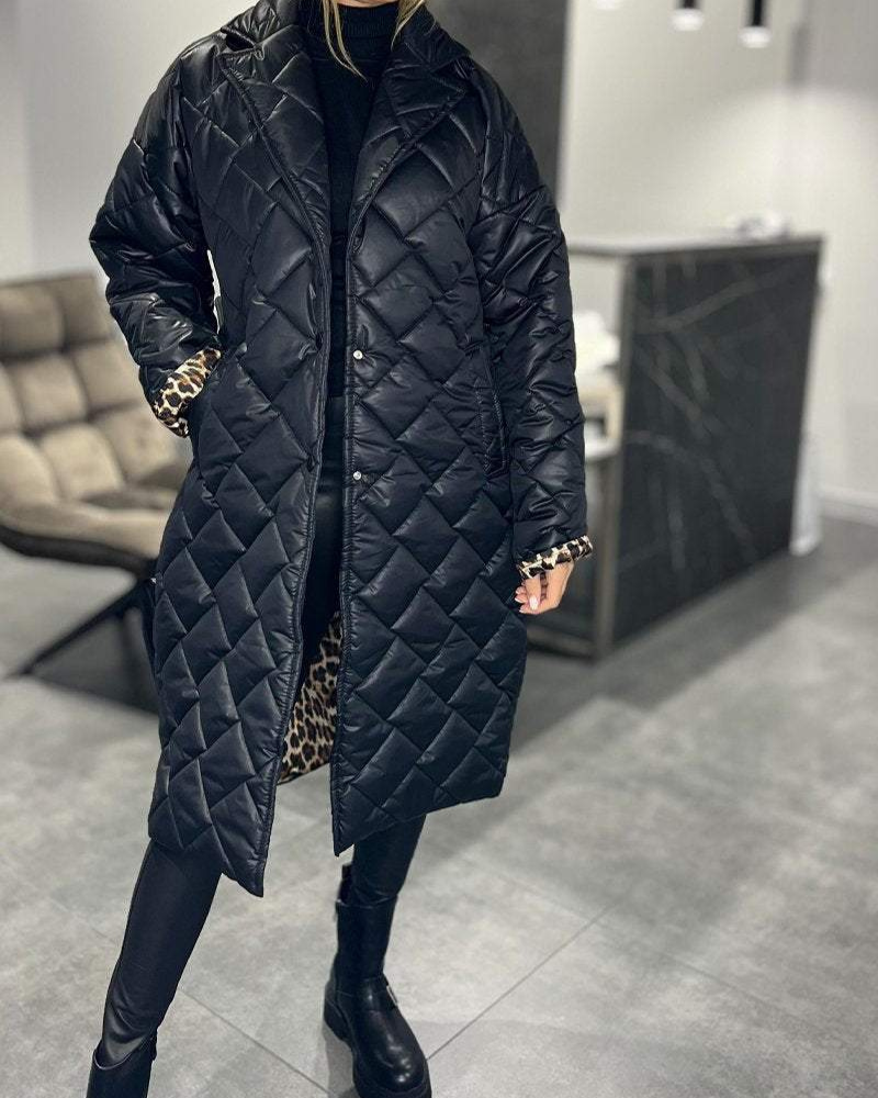Mid-Length Lapel Coat – Classic Tailored Women's Winter Coat With Durable Fabric