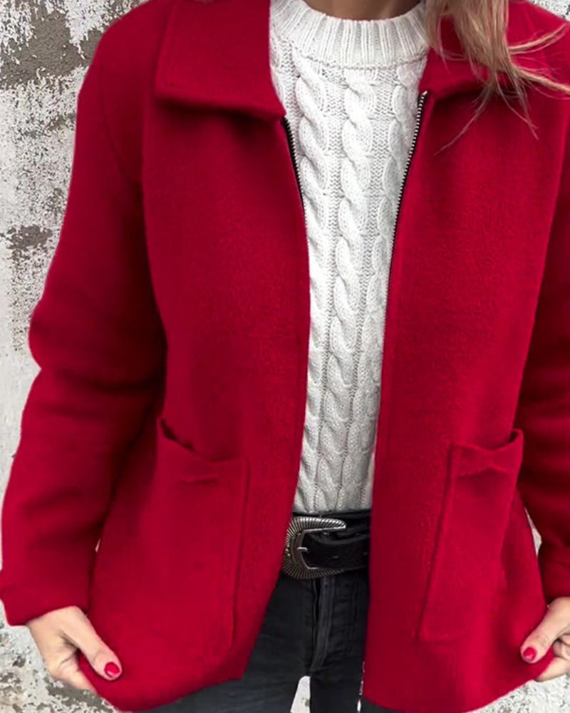 Women's Leisure Jacket - Lightweight Zip-Up Coat With Adjustable Hood & Side Pockets