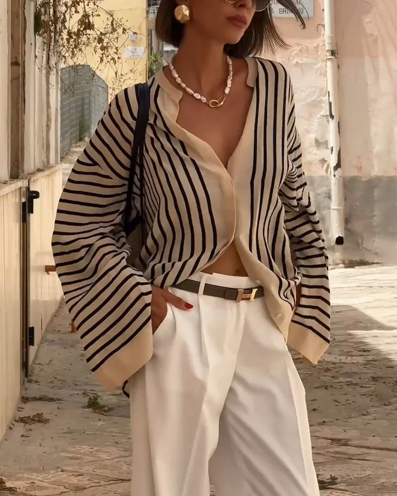 Elegant Striped Shirt – Tailored Fit Blouse | Lightweight Breathable Top