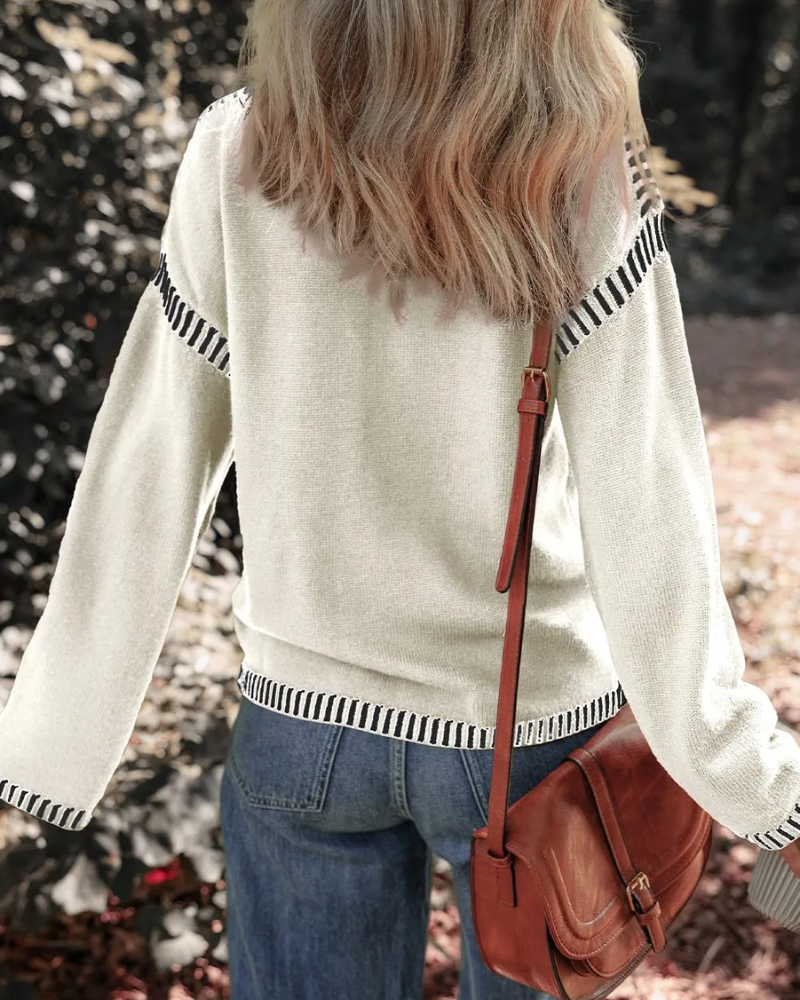 Stylish Sweater - Black Striped Casual Knitwear With Soft Cozy Fit