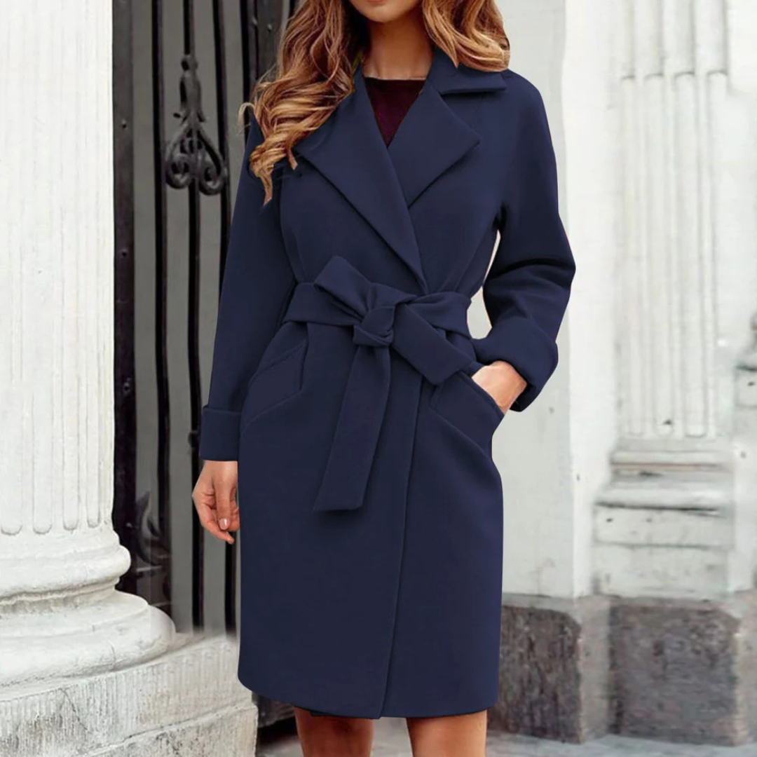Women's Winter Trench Coat - Elegant Long Warm Coat With Tailored Fit