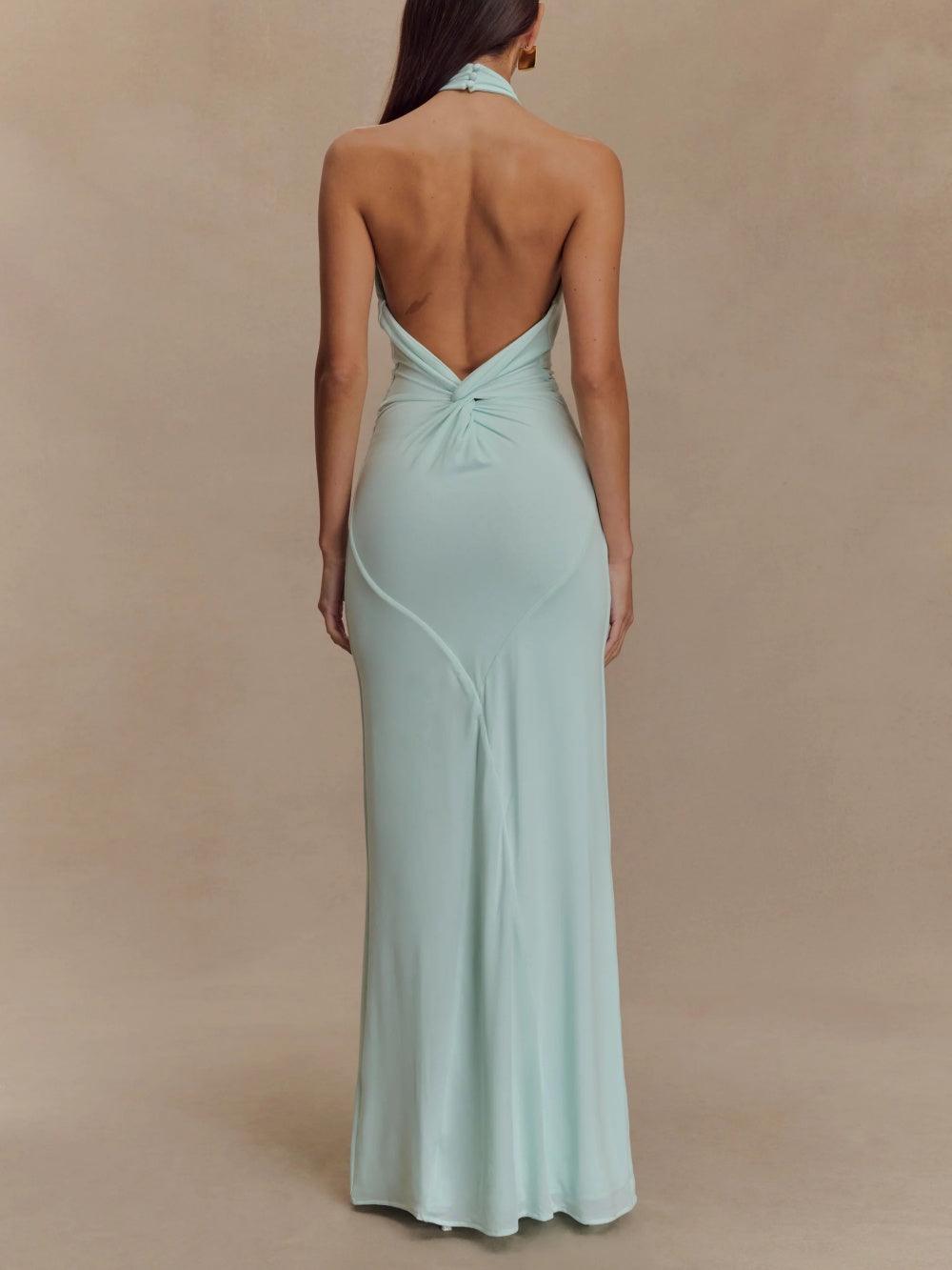 Halter Maxi Dress – Elegant Evening Wear With Slinky Fabric & Flowing Silhouette