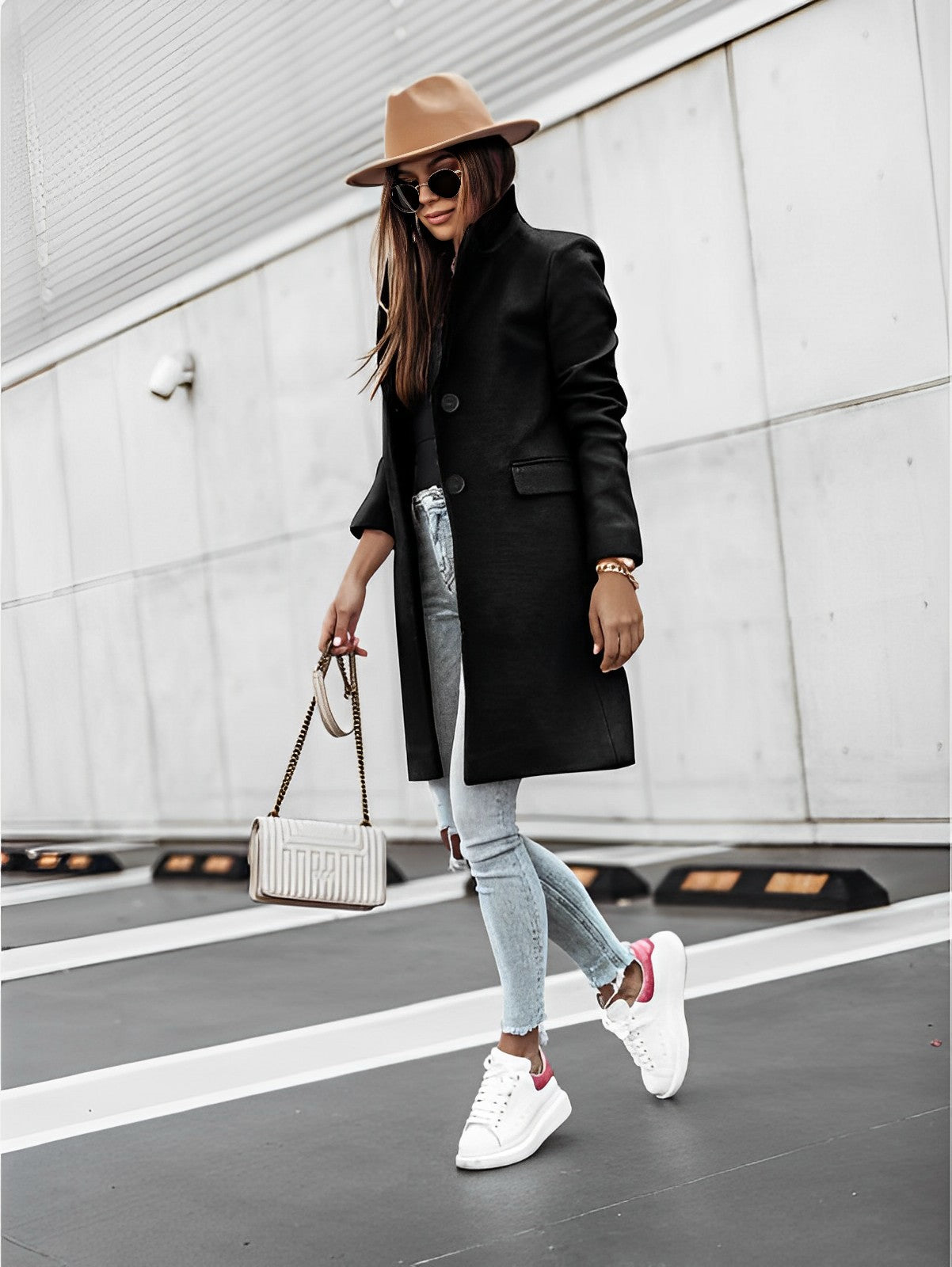 Women's Long Trench Coat – Elegant Full Length Winter Coat With Tailored Fit
