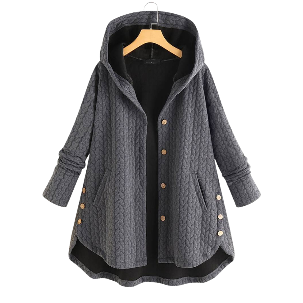 Stylish Casual Coat – Quilted Hooded Outerwear With Button Closure & Pockets