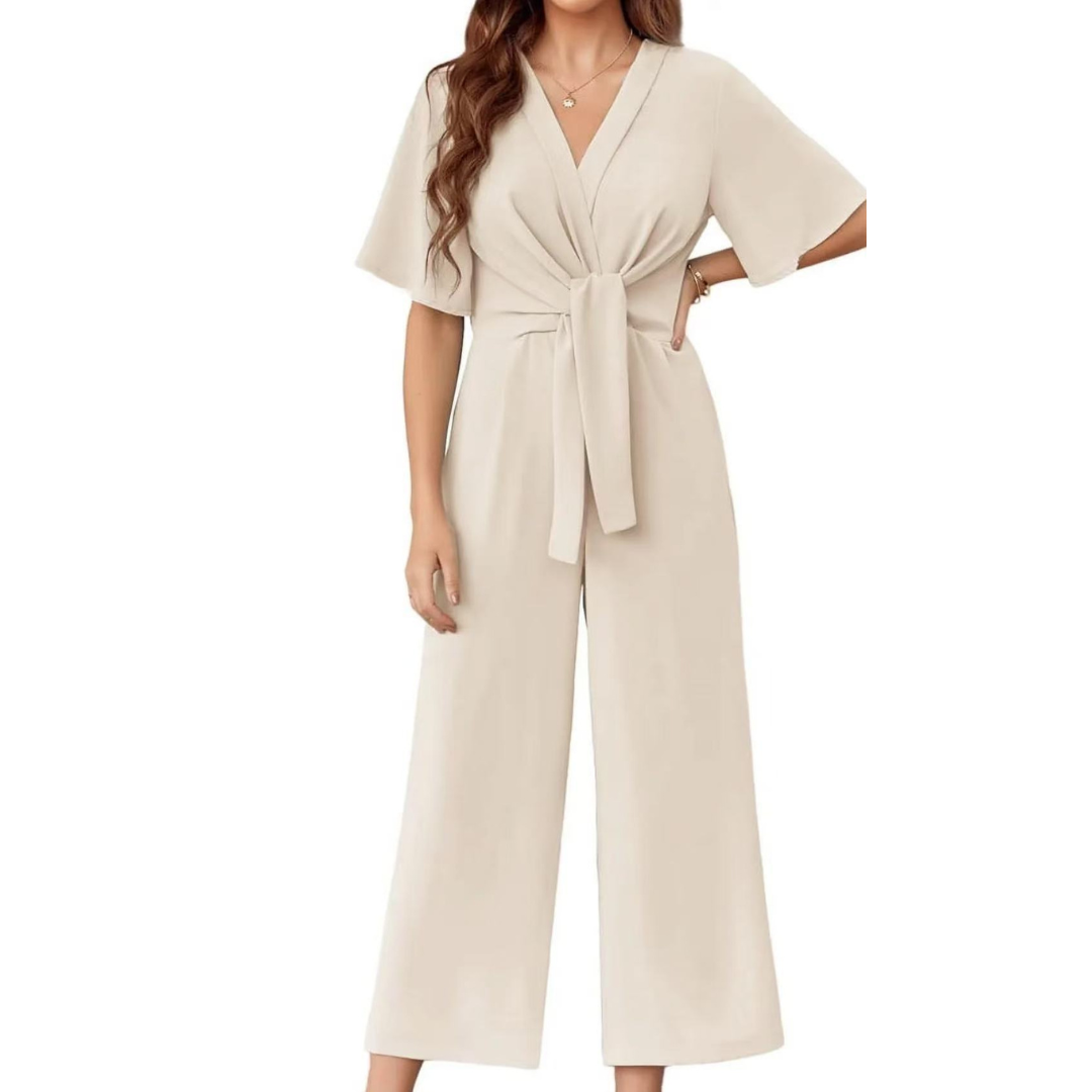Summer Tie Knot Jumpsuit – Elegant Flattering Fit Women's Versatile Wear