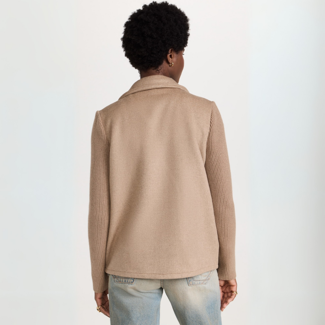 Knitted Blazer Coat – Women's Warm Tailored Office Jacket | Stretchy Cotton Blend