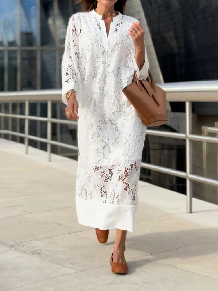Comfy Lace Dress – Elegant Maxi Dress With Relaxed Fit & Flowing Silhouette