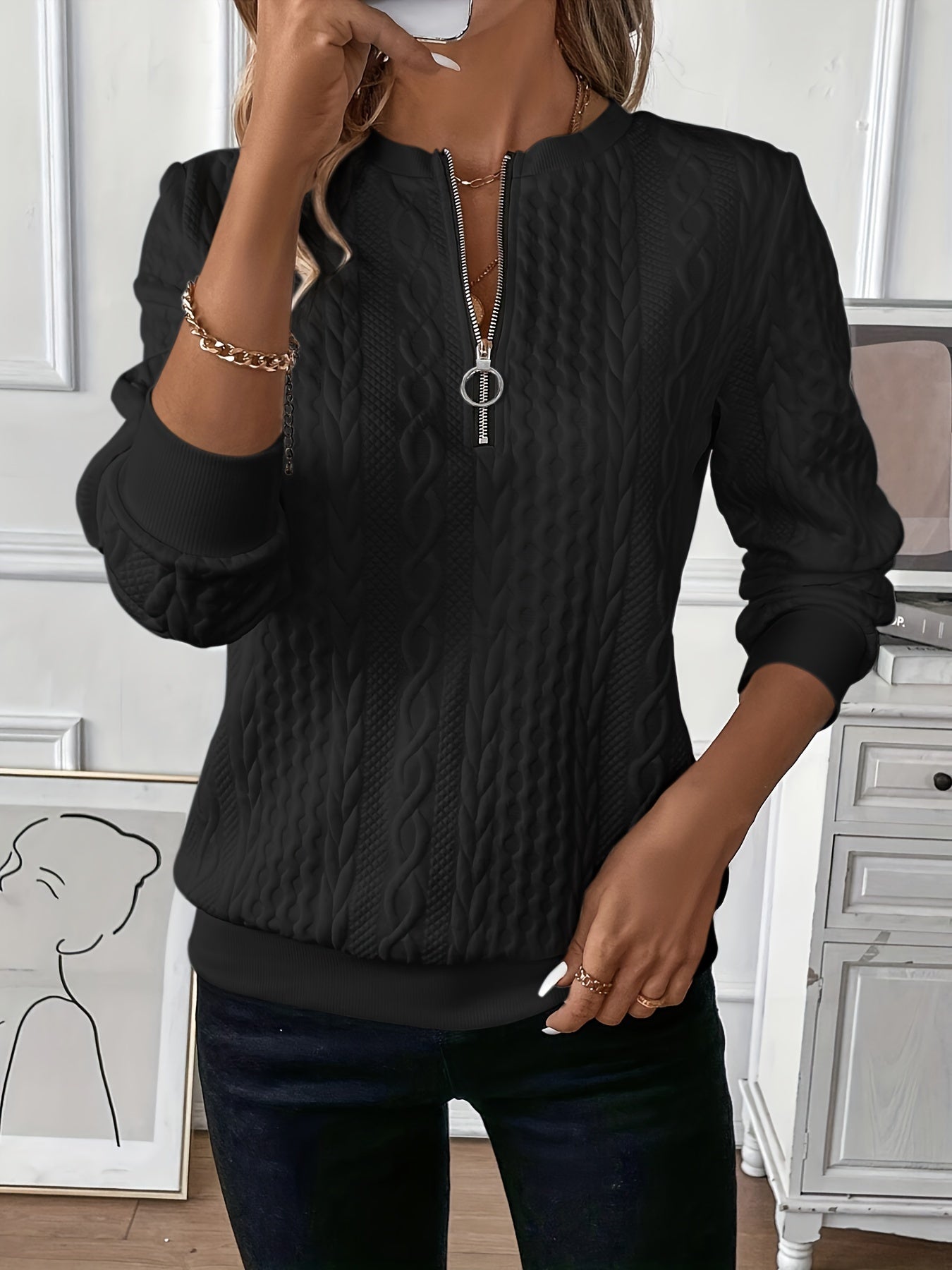 Zip-Up Sweater – Elegant Lightweight Sweater With Soft Fabric For Cozy Layering