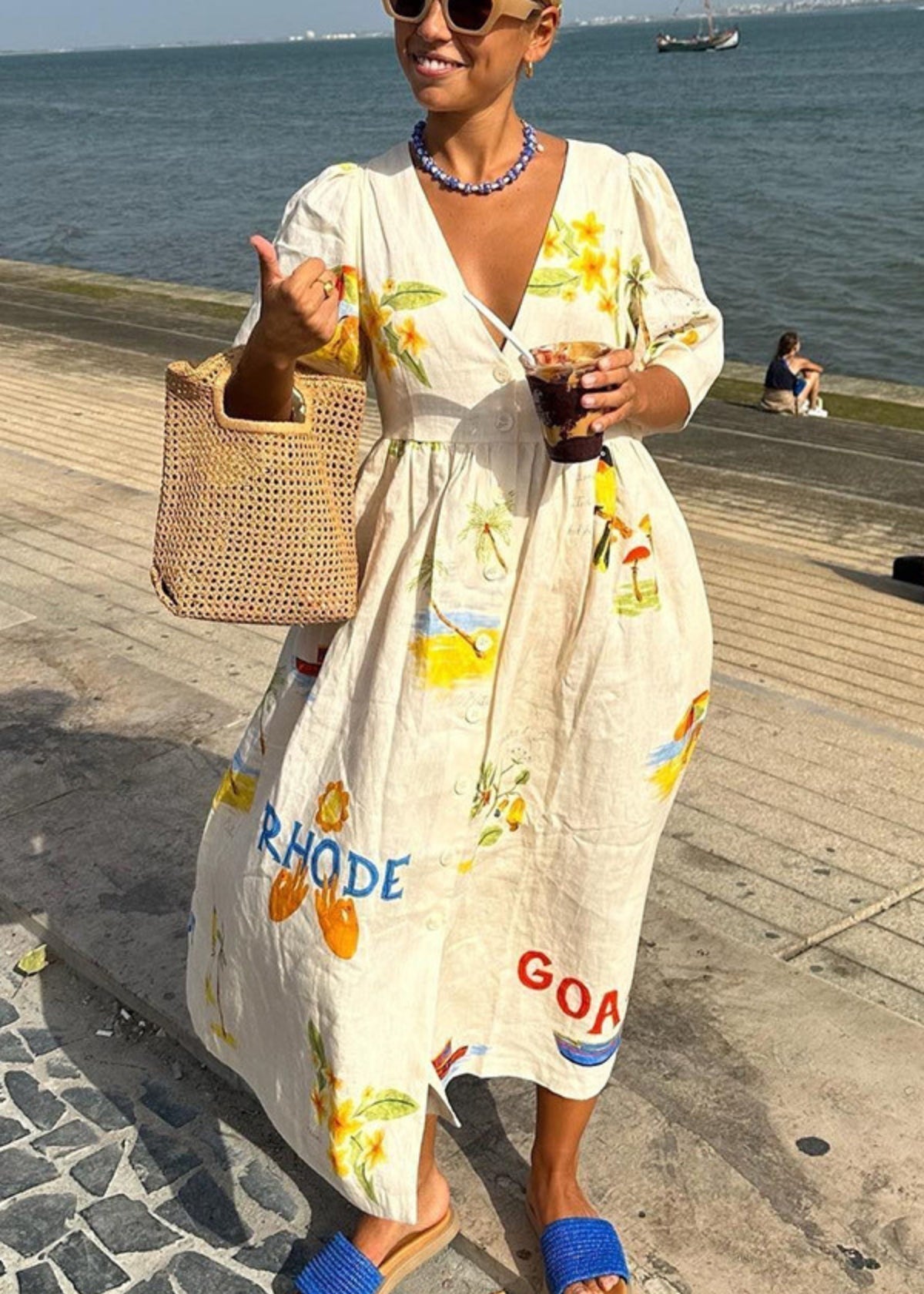 Mediterranean Breeze Dress - Summer Maxi Dress With Flowy Beach Silhouette