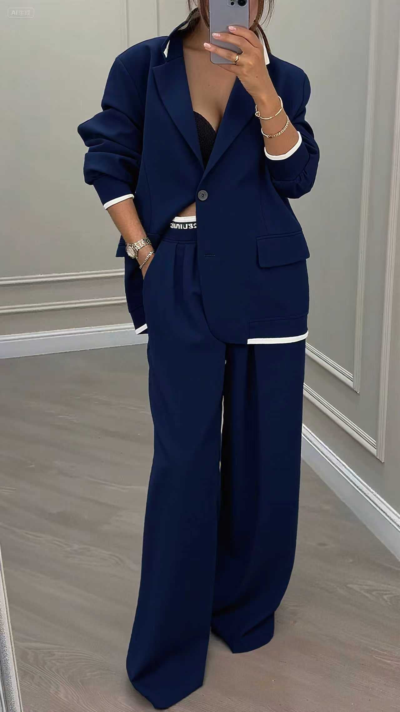 Collar Jacket Suit – Women's Tailored Pants Set | Power Dressing & Office Wear