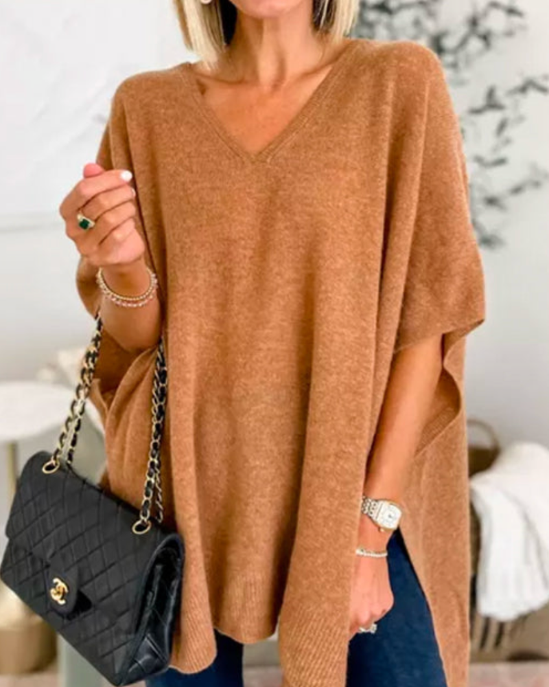 Timeless Knit Poncho – Cozy Layering Piece | Elegant Draped Women's Outerwear