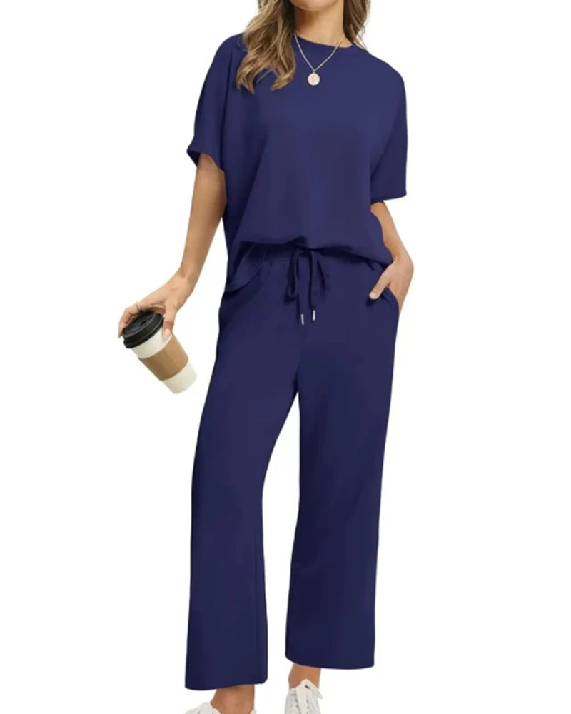 Soft Casual Set – Women's Loungewear Two-Piece With Matching Top & Pants