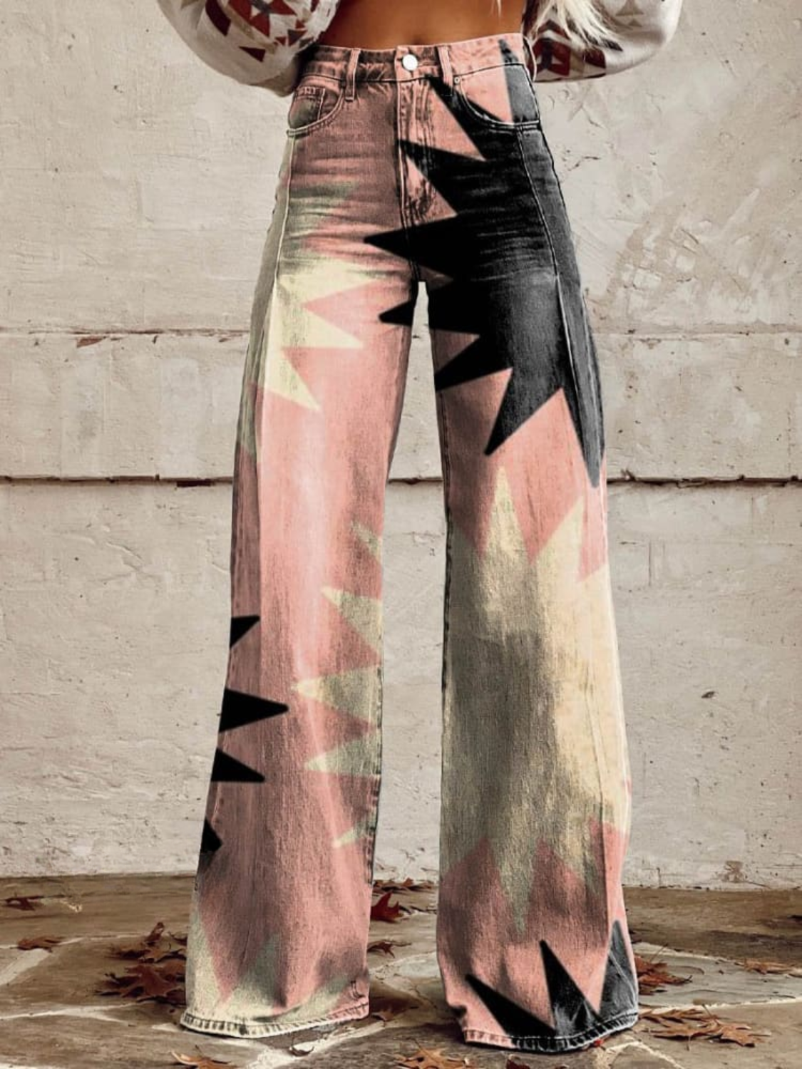 Wide Leg Pants – Geometric Pants With Bold Pattern & Comfortable Fit