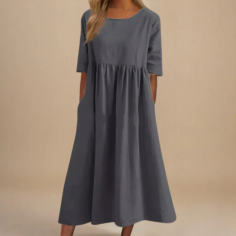 Flattering Everyday Dress – Comfortable A-Line Casual Summer Dress with Hidden Pockets