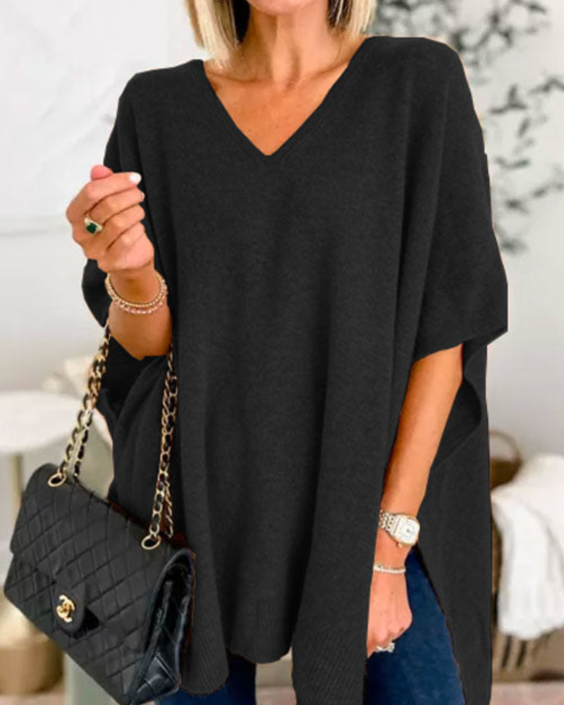 Timeless Knit Poncho – Cozy Layering Piece | Elegant Draped Women's Outerwear