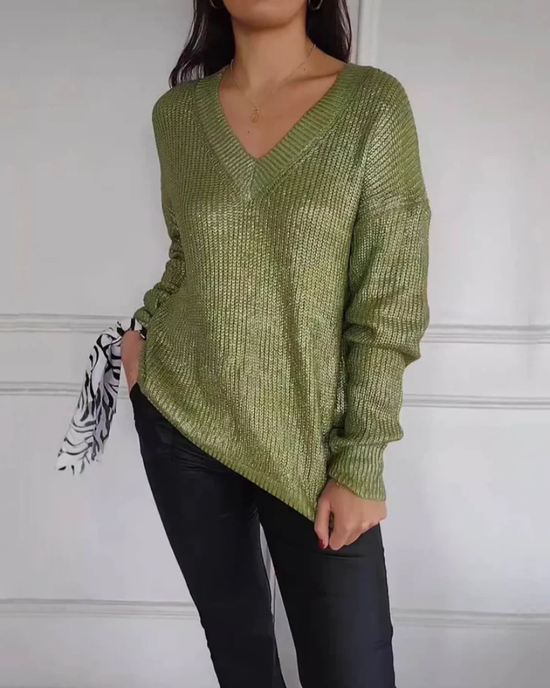 Comfy Stylish Sweater – Cozy Knitwear With Classic V Neckline & Relaxed Fit