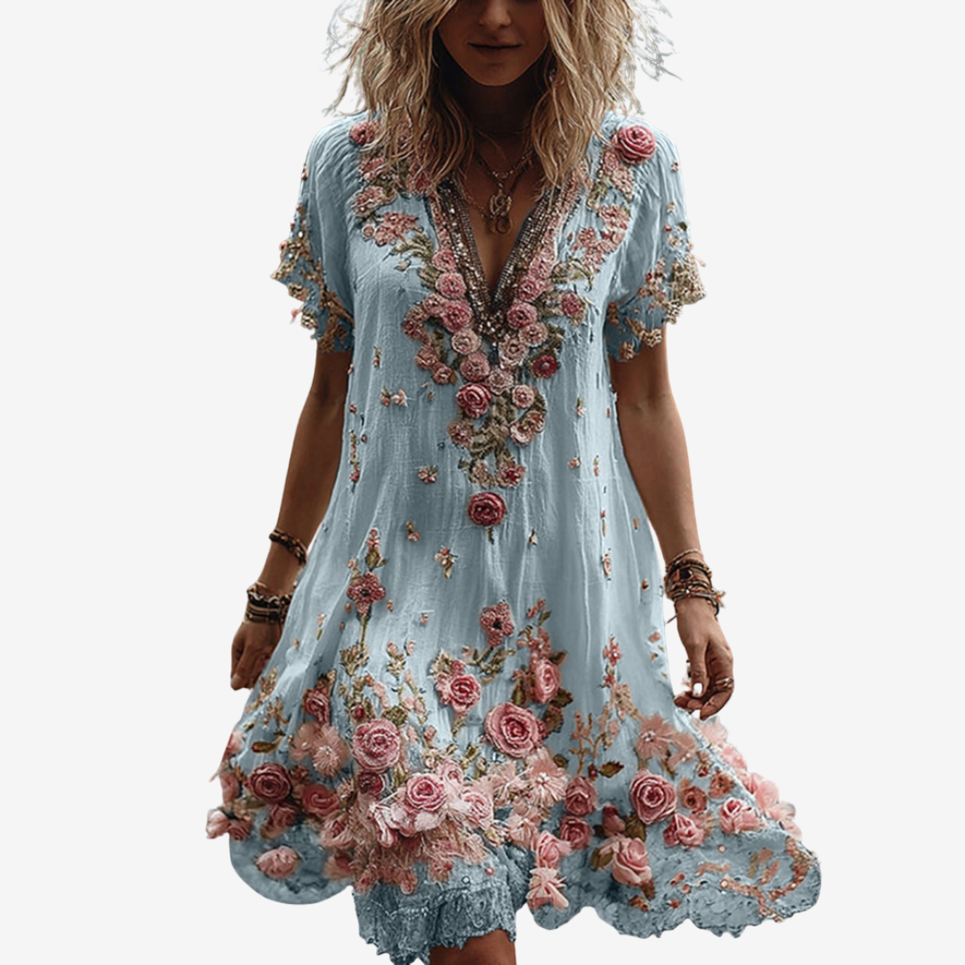 Summer Floral Dress – Lightweight Midi Dress With Romantic Floral Print