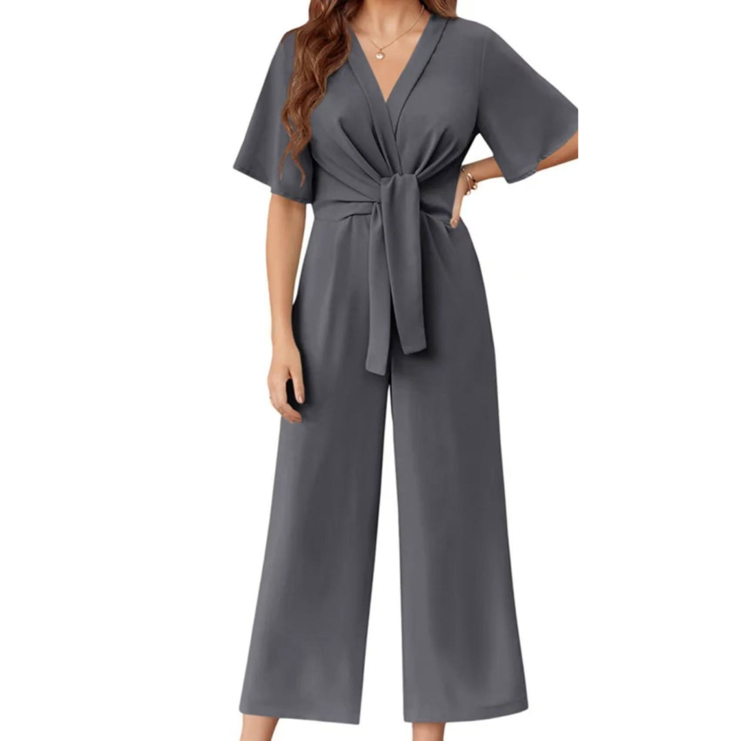 Summer Tie Knot Jumpsuit – Elegant Flattering Fit Women's Versatile Wear