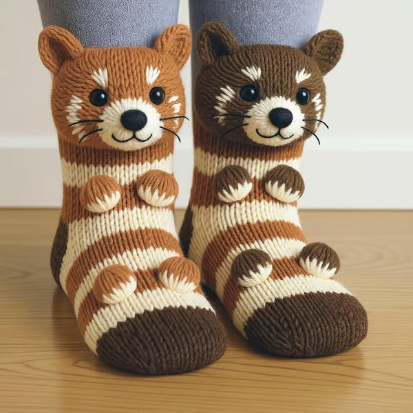 Animal Socks – Soft 3D Animal Socks With Cozy Winter Comfort & Non Slip Sole