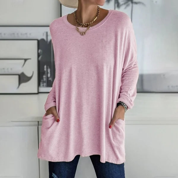 Relaxed Long Sleeve Top – Flattering Drape Fit, Lightweight Breathable Fabric