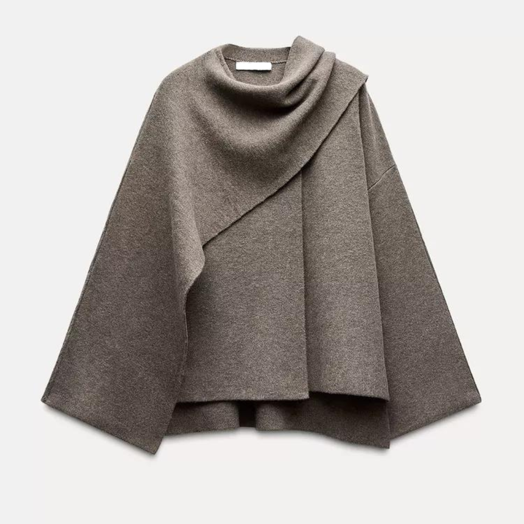Chic Cape Coat – Elegant Women's Outerwear | Structured Fit Autumn Winter Coat