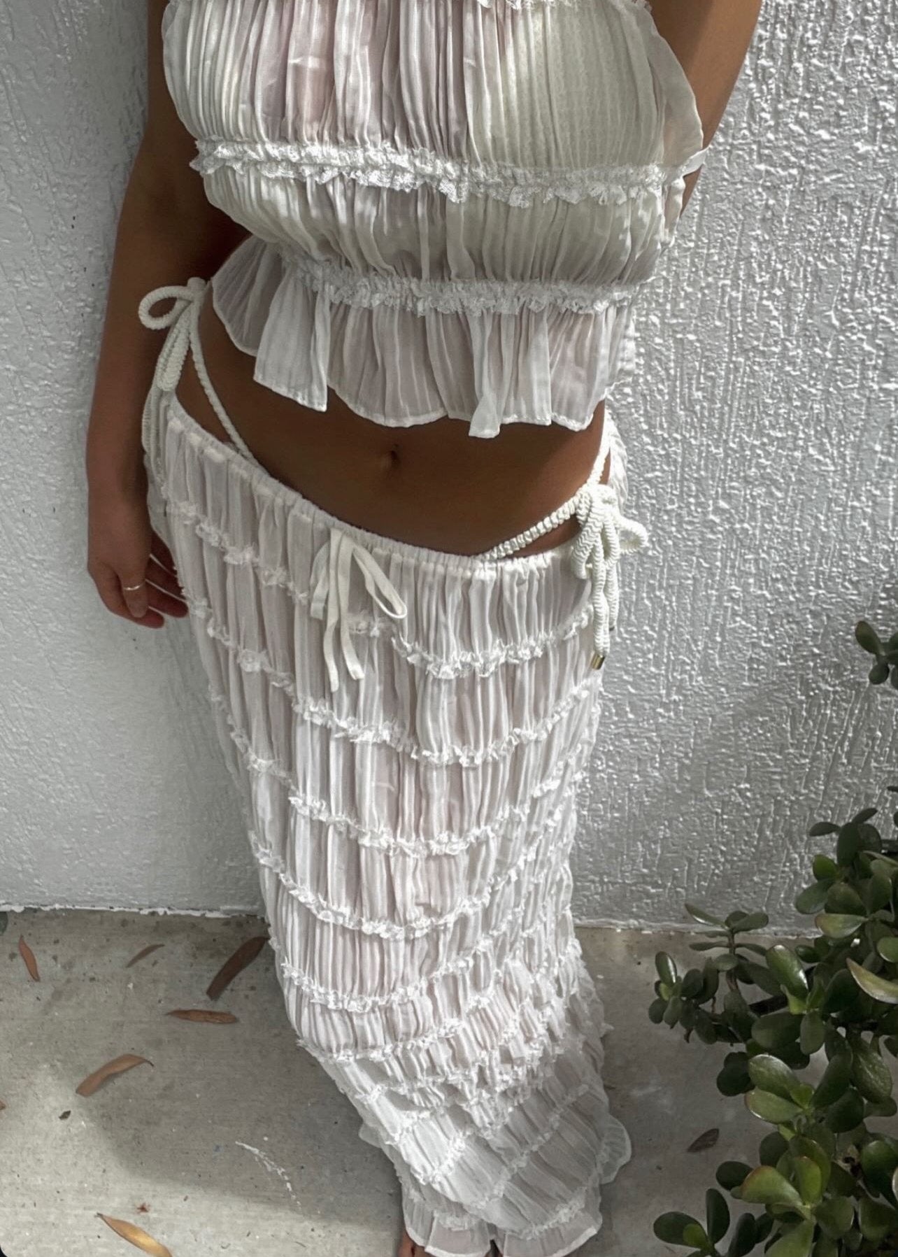 Summer Chiffon Set – Vintage Inspired Halter Neck Top & Maxi Skirt Dress