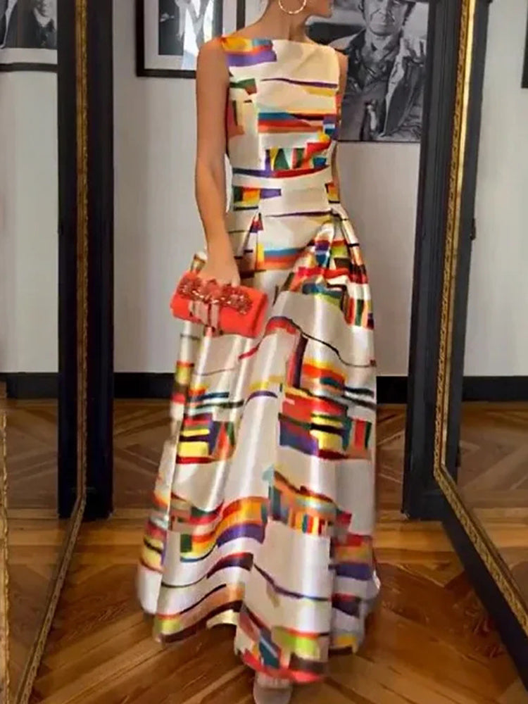 Geometric Maxi Dress – Lightweight Summer Dress With Bold Pattern & Flowing Silhouette