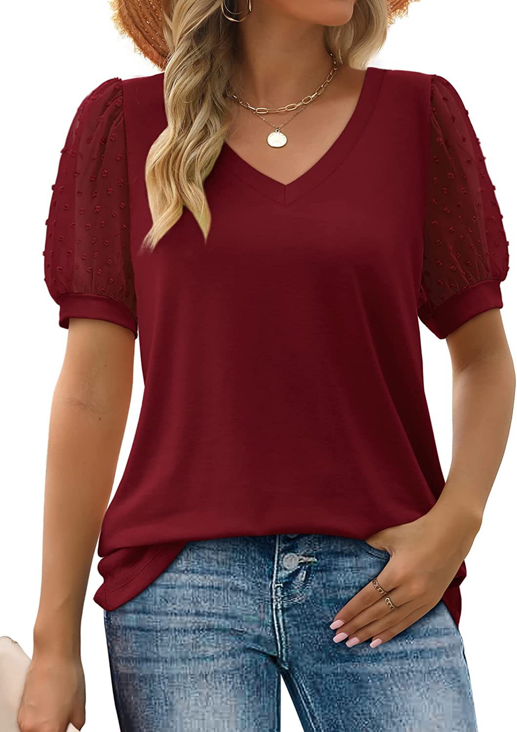V-Neck Linen Top - Lightweight Blouse With Relaxed Fit & Soft Collar Design