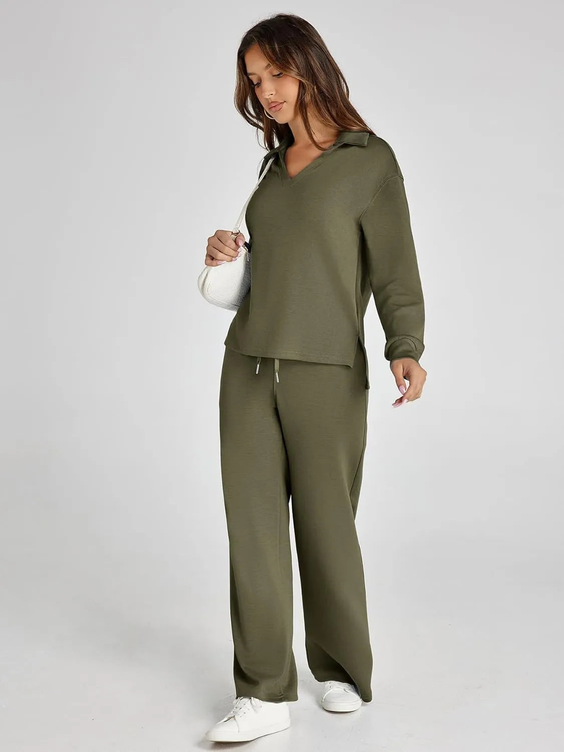 Cozy Minimalist Two-Piece Set – Soft Breathable Fabric With Wide-Leg Pants