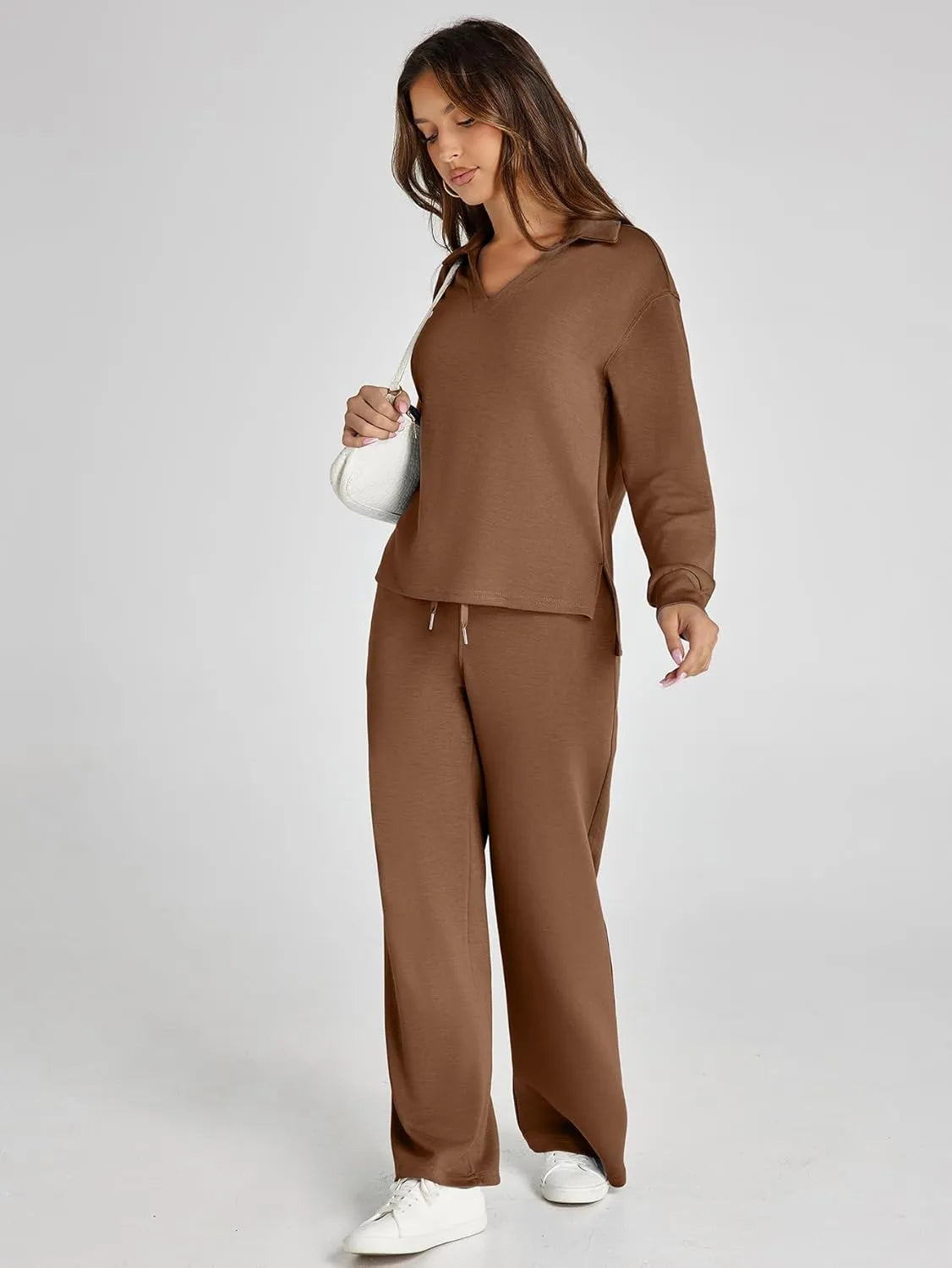Cozy Minimalist Two-Piece Set – Soft Breathable Fabric With Wide-Leg Pants