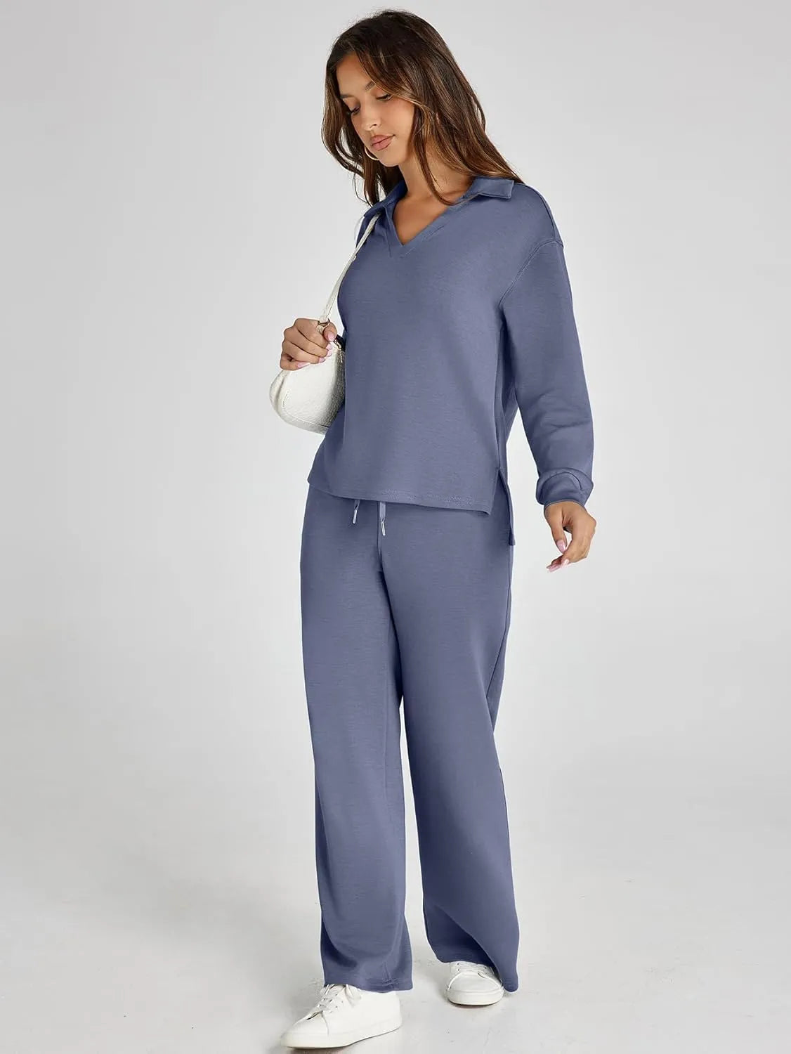 Cozy Minimalist Two-Piece Set – Soft Breathable Fabric With Wide-Leg Pants