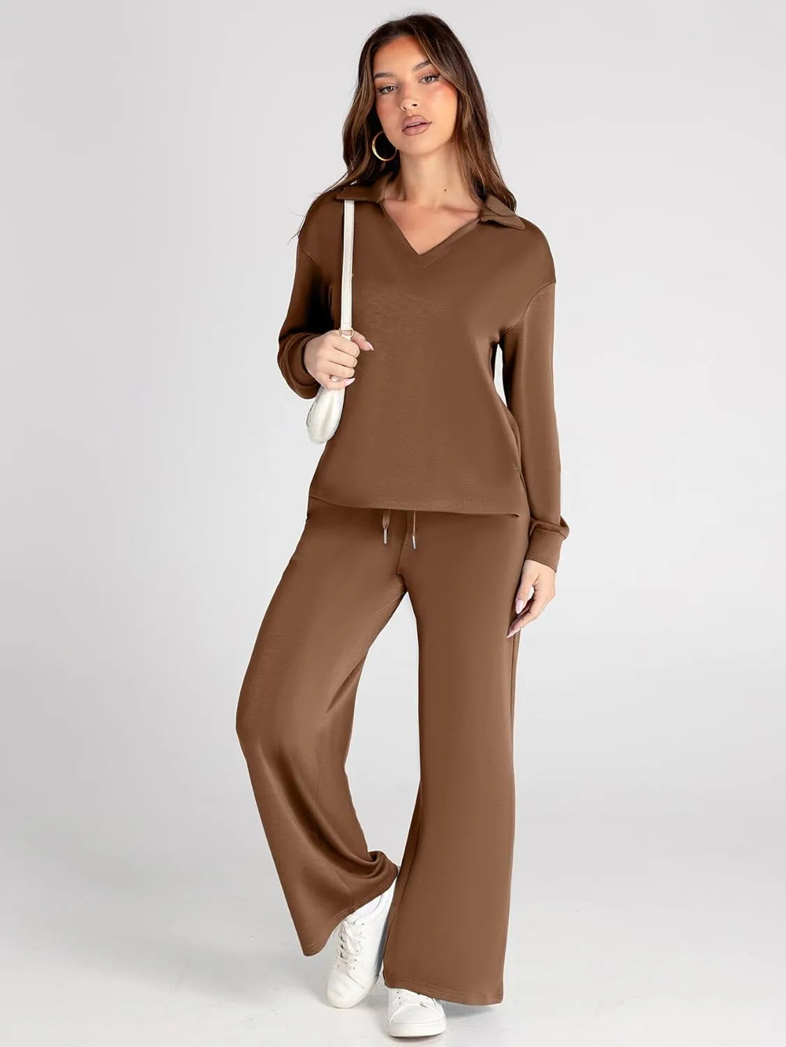 Cozy Minimalist Two-Piece Set – Soft Breathable Fabric With Wide-Leg Pants